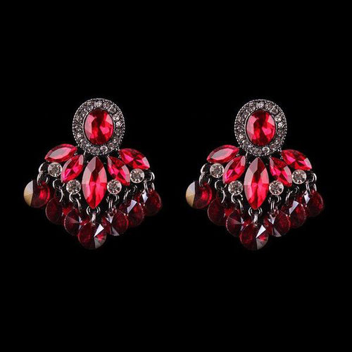 Indian Inspired Crystal Rhinestone Flower Stud Earrings - Ailime Designs - Ailime Designs