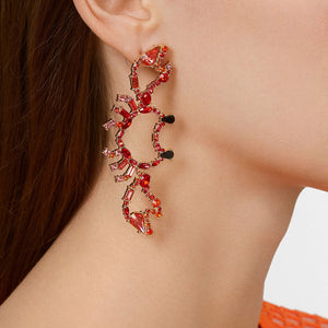 Women's Beaded Crab Design Drop Earrings