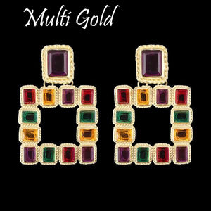 Square Style Women's Crystal Drop Earrings - Ailime Designs