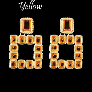 Square Style Women's Crystal Drop Earrings - Ailime Designs
