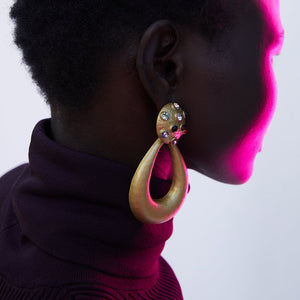 Metallic Women's Elegant Sassy Colored Stone Drop Earrings - Ailime Designs