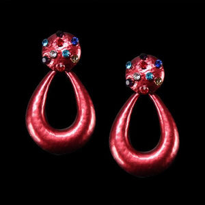 Metallic Women's Elegant Sassy Colored Stone Drop Earrings - Ailime Designs
