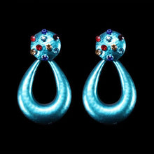 Load image into Gallery viewer, Metallic Women&#39;s Elegant Sassy Colored Stone Drop Earrings - Ailime Designs