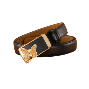 Women's Genuine Leather Belts w/ Gold Buckles
