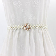 Load image into Gallery viewer, Women&#39;s Stylish Faux Pearl Elastic Band Belts w/ Rhinestone Ornaments