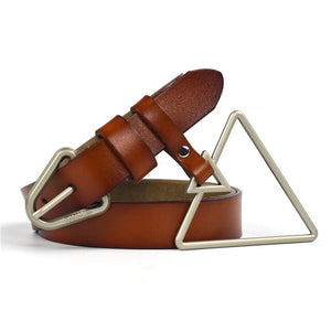 Women's Triangle Pendant Design Genuine Cowhide Leather Fashion Belts - Ailime Designs