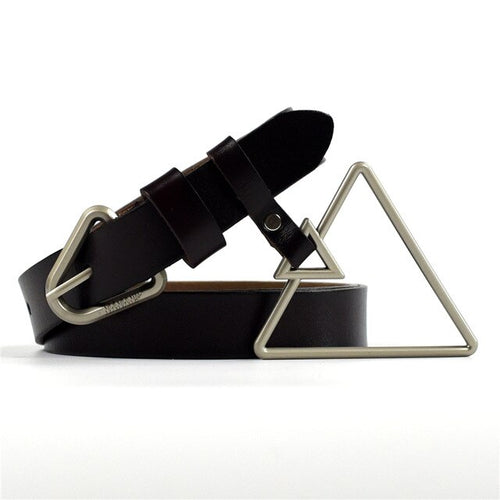 Women's Triangle Pendant Design Genuine Cowhide Leather Fashion Belts - Ailime Designs
