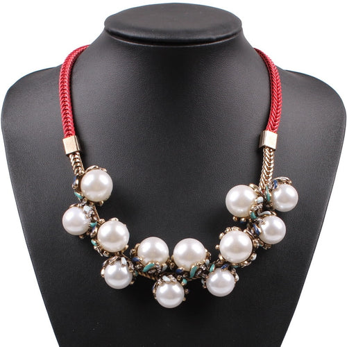 Women's Bib Collar Style Faux Pearl Necklace - Ailime Designs