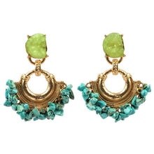 Load image into Gallery viewer, Women&#39;s Faux Turquoise Design Loop Earrings - Ailime Designs