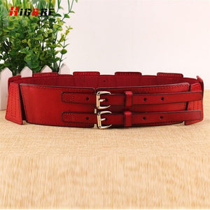 Women Genuine Leather Skin Cummerbund Belts