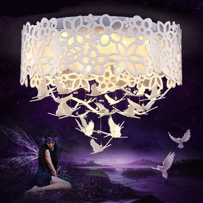 Garden Angel Dove Design Crystal Light Fixture