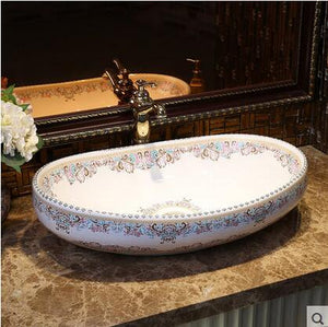 Decorative Scroll Leaf Bathroom Basin Top-mount Sinks - Ailime Design