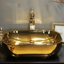 Load image into Gallery viewer, Decorative Gold Rectangular Bathroom Basin Sinks - Ailime Designs