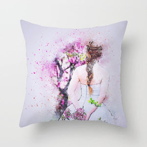 Lovely Watercolor Screen Print Design Throw Pillows - Ailime Designs
