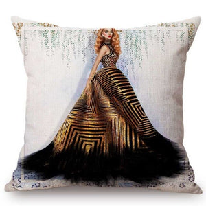 Fashion Models Screen Printed Throw Pillows