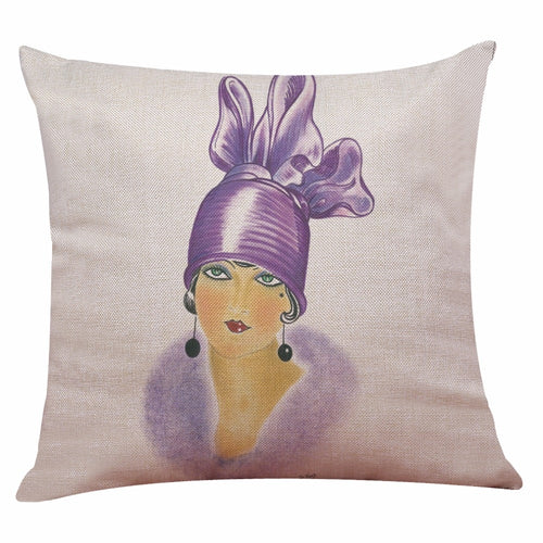 Stylish Retro Design 40's Women Head-shot Throw Pillows - Ailime Designs