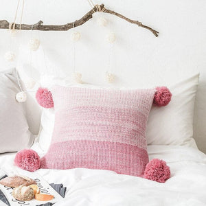 Super Warm Knitted Pom Poms Design Throw Pillows