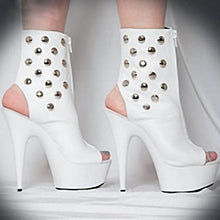 Load image into Gallery viewer, Women&#39;s White Rivet Design Shoe Boots