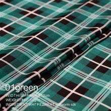 Load image into Gallery viewer, PearlSilk Store Crepe de Chine classic plaid series European and American temperament summer dress fabric 3 colors Free shipping