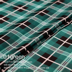 PearlSilk Store Crepe de Chine classic plaid series European and American temperament summer dress fabric 3 colors Free shipping