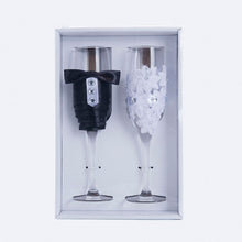 Load image into Gallery viewer, Adorable Black &amp; White Wedding Couple Champagne Glasses - Ailime Designs