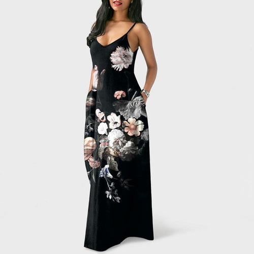Women's Floral Print Design Maxi Dresses