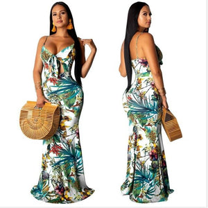 Women's Sexy Jungle Print Design Maxi Dresses