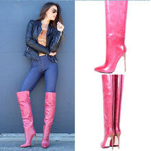 Load image into Gallery viewer, Women&#39;s Stylish Fashion Pu Leather Cuff Design Knee High Boots