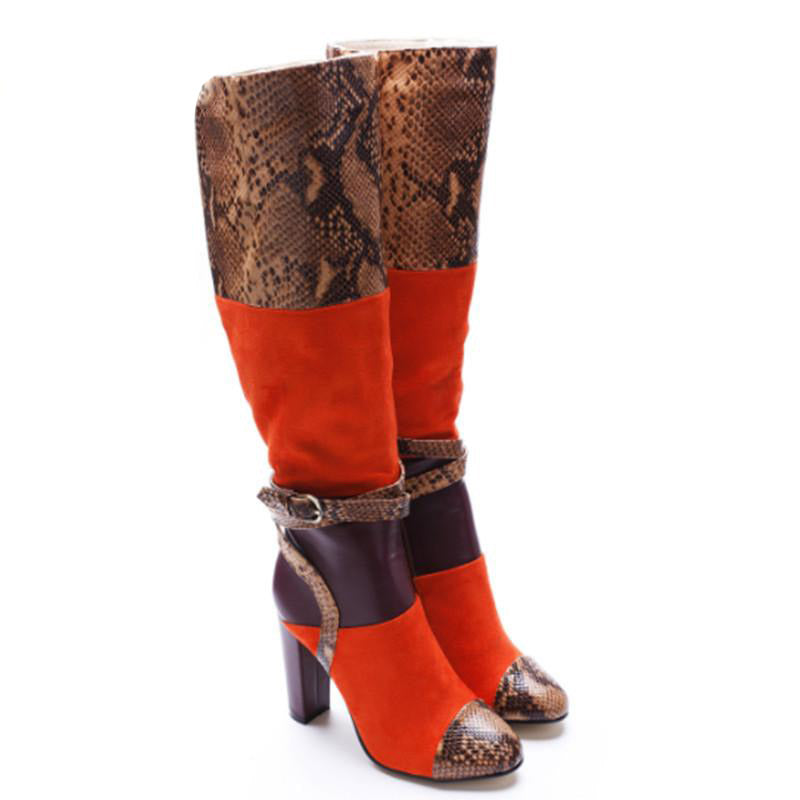 Women's Two-toned Design Knee High Boots