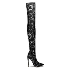 Load image into Gallery viewer, Women&#39;s Chain link Print Design Stretch Thigh High Boots