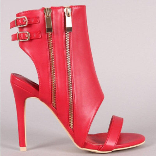 Women's Hollow-cut Design Red Shoe Ankle Boots