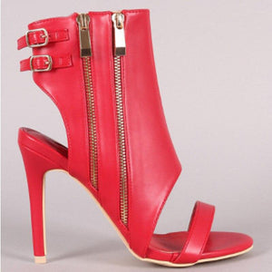 Women's Hollow-cut Design Red Shoe Ankle Boots