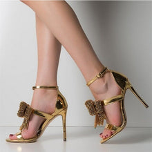 Load image into Gallery viewer, Women&#39;s Crystal Bead Design Strap Ankle High Heels - Ailime Designs