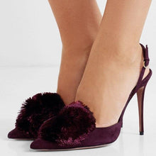 Load image into Gallery viewer, Women&#39;s Sling-Back High Heels w/ Pom Pom - Ailime Designs