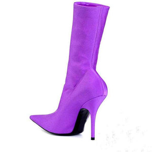 Women's European Luxury Style - Stretch Satin Shimmer Design Ankle Boots