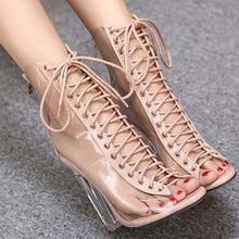 Load image into Gallery viewer, Women&#39;s Transparent Peep Toe Design Shoe Ankle Boots