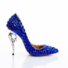 Load image into Gallery viewer, Women&#39;s Blue Embellished Stone Design Pumps