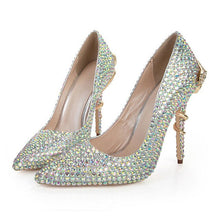 Load image into Gallery viewer, Women&#39;s Crystal Embellished Pointed Toe High Heels Shoes