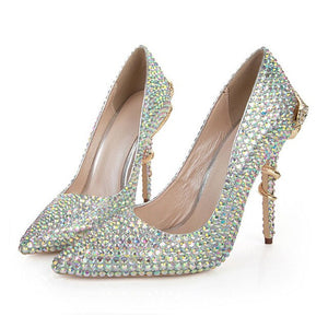 Women's Crystal Embellished Pointed Toe High Heels Shoes