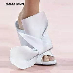 Women' Elegant Satin Bow-Knot Design  Slip-on Mules