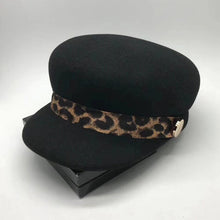 Load image into Gallery viewer, Cool Vintage Style Leopard Newsboy Black Caps - Ailime Designs