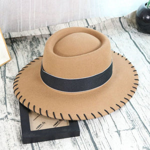Black String Trim Design Fedora Brim Hats - Ailime Designs