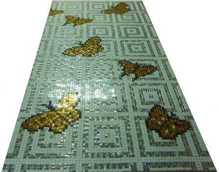 Gold Butterflies Motif Tile Art Design