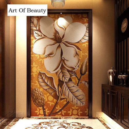 Elegant Oversize Hibiscus Mosaic Tile Design
