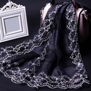 Women's Elegant Embroidered Lace Design Scarves