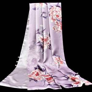 Women's Fine Quality 100% Pure Silk Floral Printed Scarves