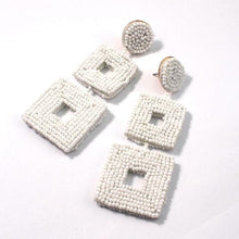 Load image into Gallery viewer, Women&#39;s Square Double Drop Beaded Earrings