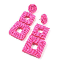 Load image into Gallery viewer, Women&#39;s Square Double Drop Beaded Earrings
