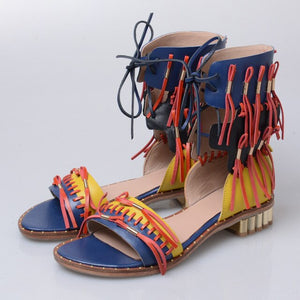Women's Mulit-colored Fringe Design Sandals