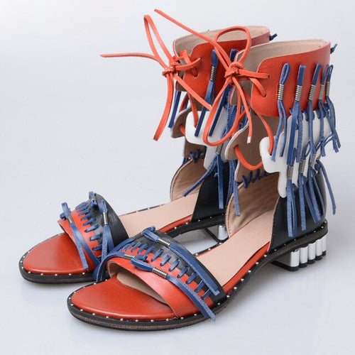 Women's Mulit-colored Fringe Design Sandals